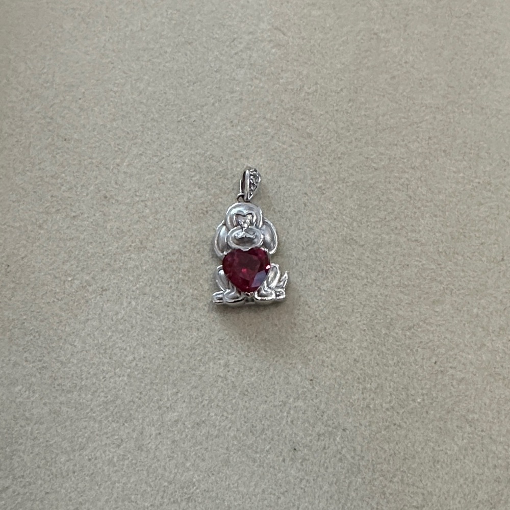 Silver and Red Heart Pendant